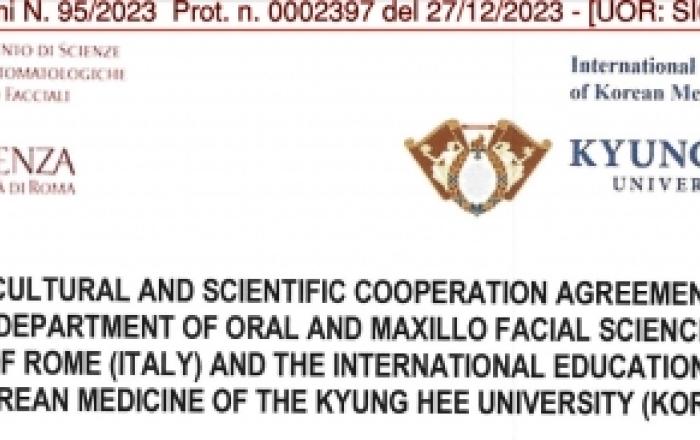 Accordo internazionale di collaborazione culturale e scientifica tra il Dipartimento di Scienze Odontostomatologiche e Maxillo Facciali e l’International Institute of Korean Medicine dell'Università Kyung Hee